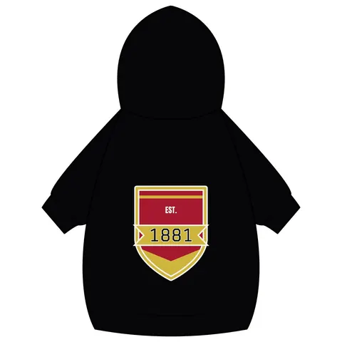 Tuskegee 1881 Crimson & Old Gold Pet Hoodie — back_dtf view