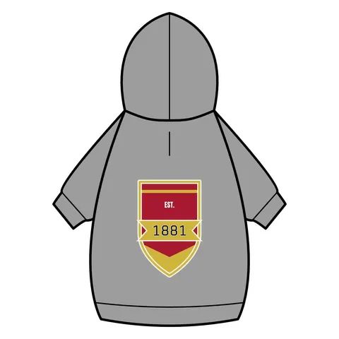 Tuskegee 1881 Crimson & Old Gold Pet Hoodie — back_dtf view