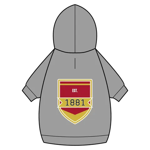 Tuskegee 1881 Crimson & Old Gold Pet Hoodie — back_dtf view