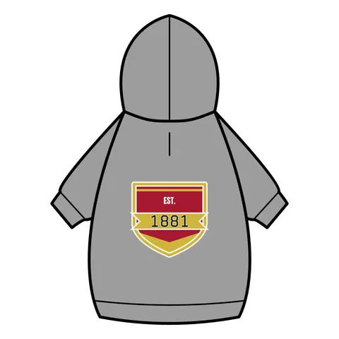 Tuskegee 1881 Crimson & Old Gold Pet Hoodie — back_dtf view