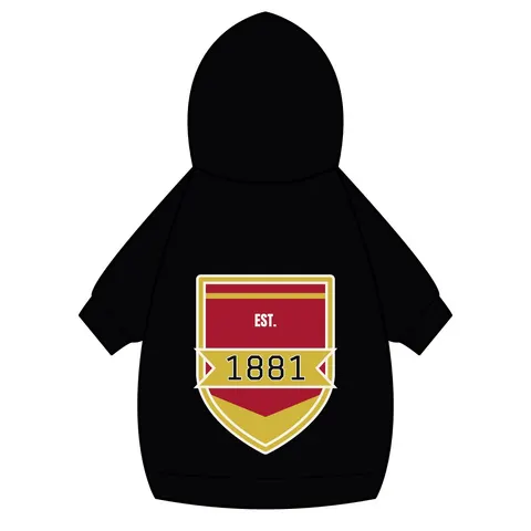 Tuskegee 1881 Crimson & Old Gold Pet Hoodie — back_dtf view