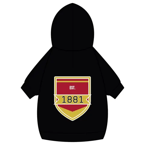 Tuskegee 1881 Crimson & Old Gold Pet Hoodie — back_dtf view