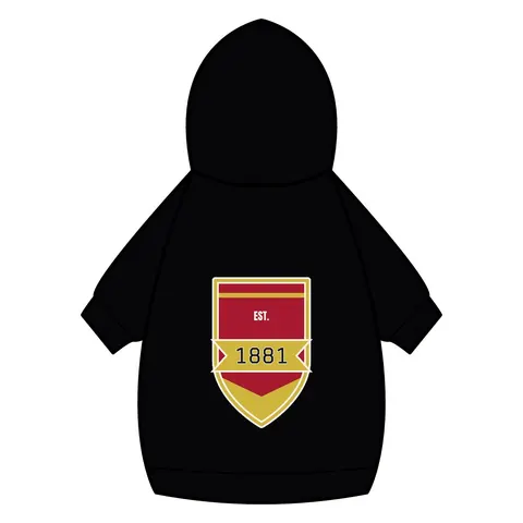 Tuskegee 1881 Crimson & Old Gold Pet Hoodie — back_dtf view