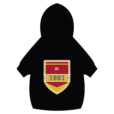 Tuskegee 1881 Crimson & Old Gold Pet Hoodie — back_dtf view