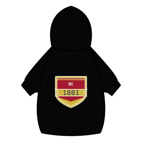 Tuskegee 1881 Crimson & Old Gold Pet Hoodie — back_dtf view
