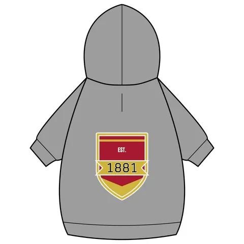 Tuskegee 1881 Crimson & Old Gold Pet Hoodie — back_dtf view