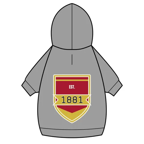 Tuskegee 1881 Crimson & Old Gold Pet Hoodie — back_dtf view
