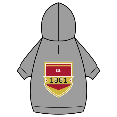 Tuskegee 1881 Crimson & Old Gold Pet Hoodie — back_dtf view