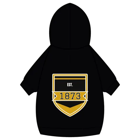 UAPB 1873 Black & Gold Arc Pattern Pet Hoodie — back_dtf view