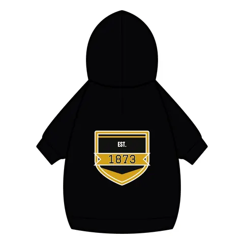 UAPB 1873 Black & Gold Arc Pattern Pet Hoodie — back_dtf view