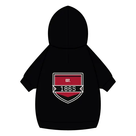 Virginia Union 1865 Crimson & Black Pet Hoodie — back_dtf view