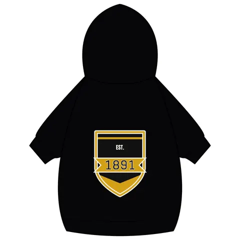 West Virginia State 1891 Black & Gold Pet Hoodie — back_dtf view