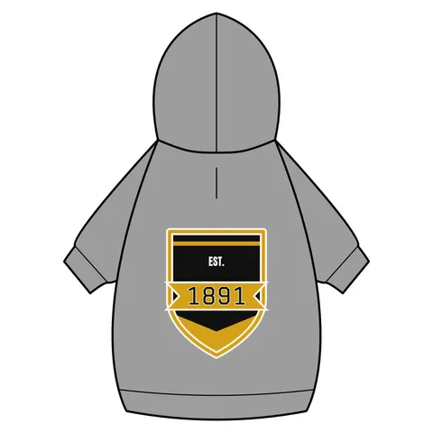 West Virginia State 1891 Black & Gold Pet Hoodie — back_dtf view