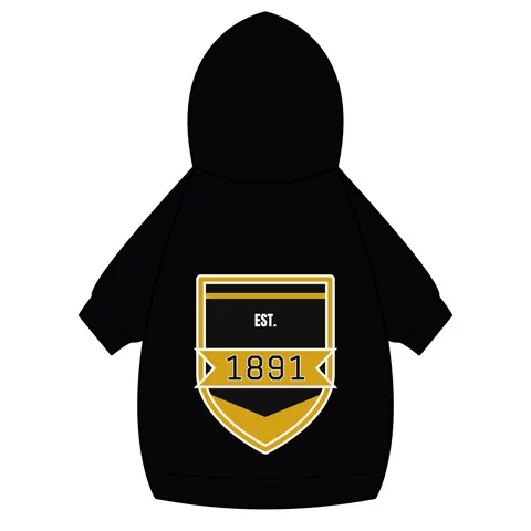 West Virginia State 1891 Black & Gold Pet Hoodie — back_dtf view