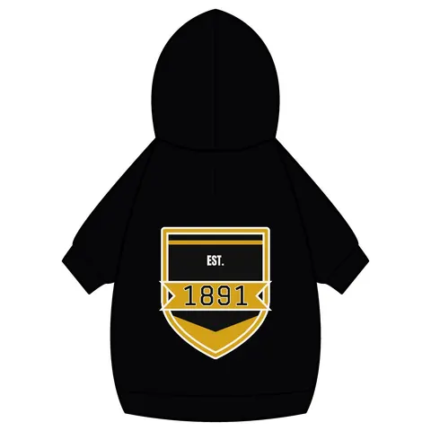 West Virginia State 1891 Black & Gold Pet Hoodie — back_dtf view