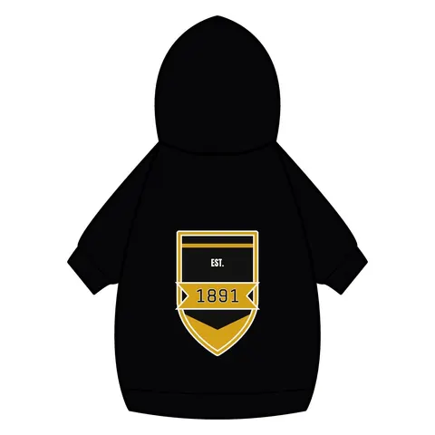 West Virginia State 1891 Black & Gold Pet Hoodie — back_dtf view