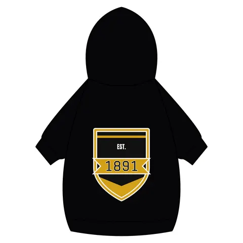 West Virginia State 1891 Black & Gold Pet Hoodie — back_dtf view