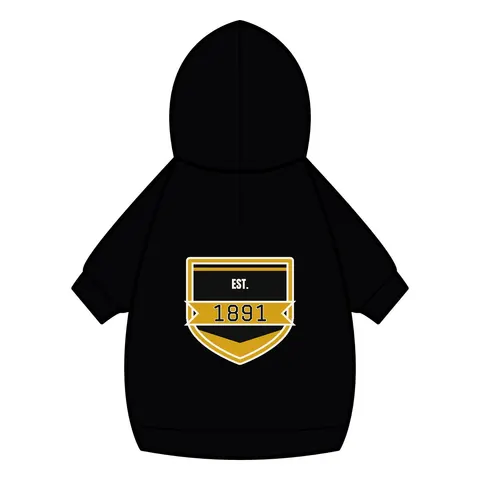 West Virginia State 1891 Black & Gold Pet Hoodie — back_dtf view