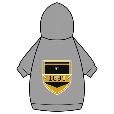 West Virginia State 1891 Black & Gold Pet Hoodie — back_dtf view