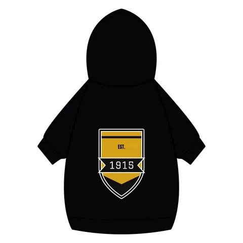 Xavier 1915 Gold & Black Pet Hoodie — back_dtf view