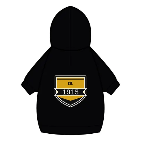 Xavier 1915 Gold & Black Pet Hoodie — back_dtf view