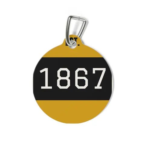 Alabama State 1867 Black & Gold Pet Tag — back view