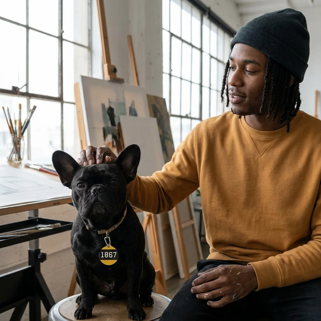 Alabama State 1867 Black & Gold Pet Tag — lifestyle-owner view
