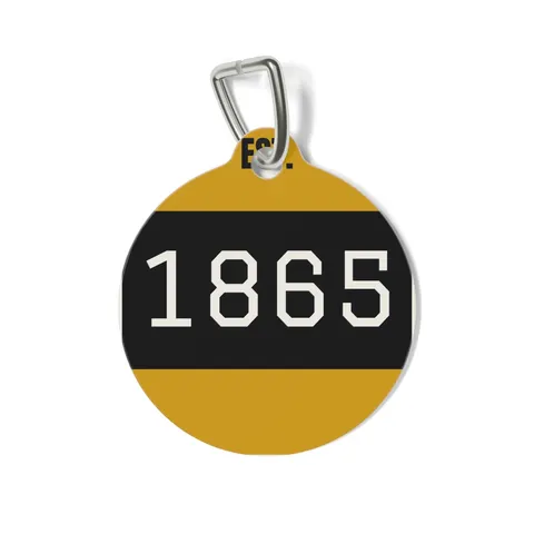 Bowie State 1865 Black & Gold Panel Pet Tag — front view