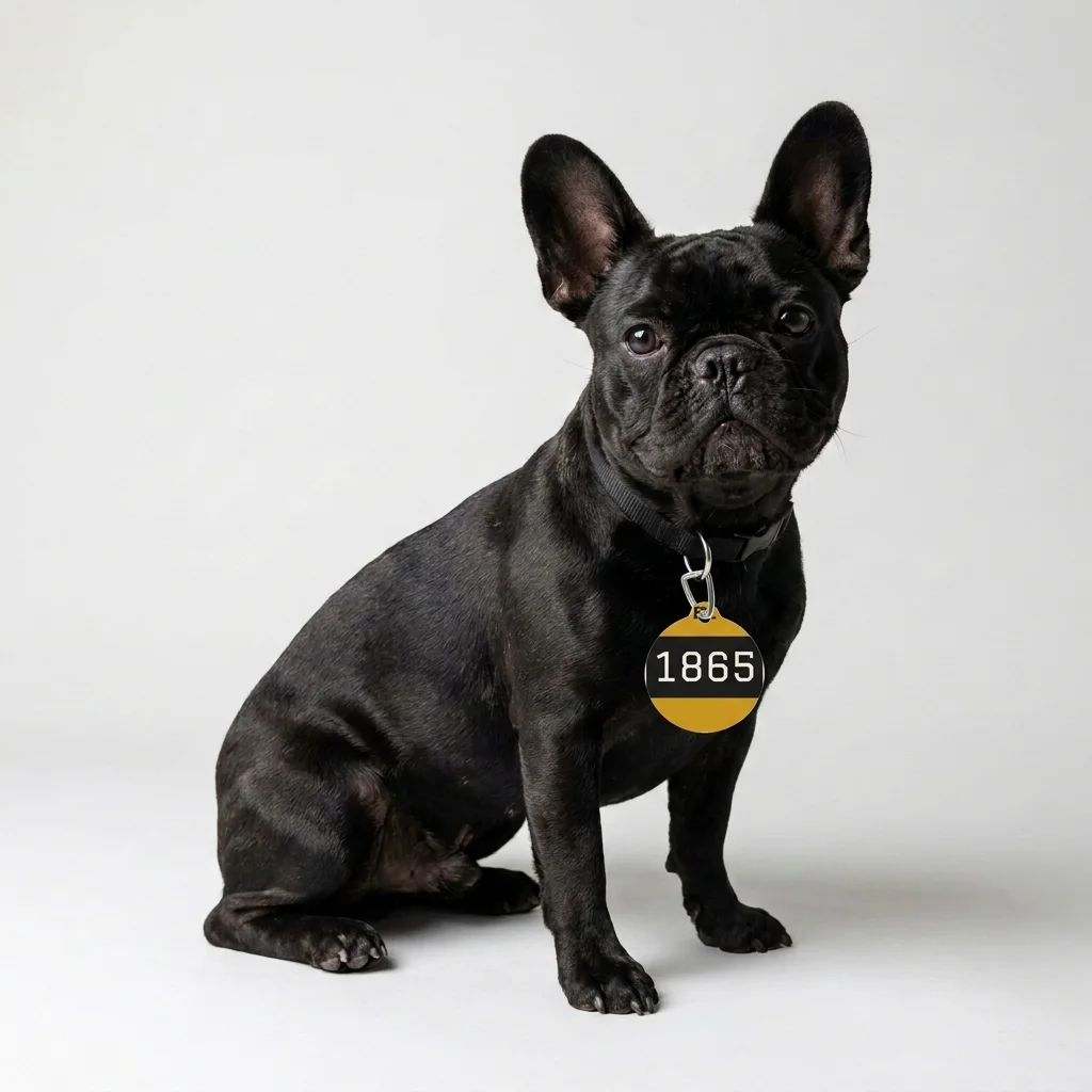 Bowie State 1865 Black & Gold Panel Pet Tag — lifestyle view