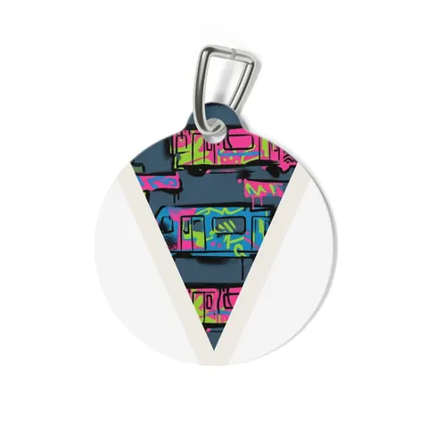 The Bronx Graffiti Train Panels Pet Tag — back view