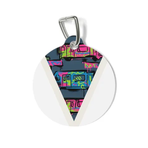 The Bronx Graffiti Train Panels Pet Tag — front view