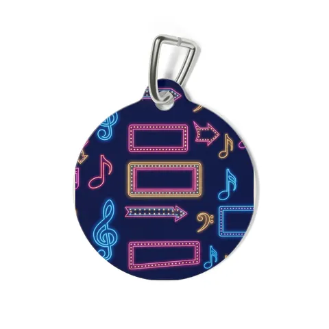 Detroit Motown Neon Pet Tag — back view