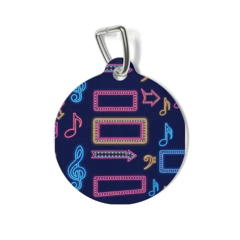 Detroit Motown Neon Pet Tag — front view
