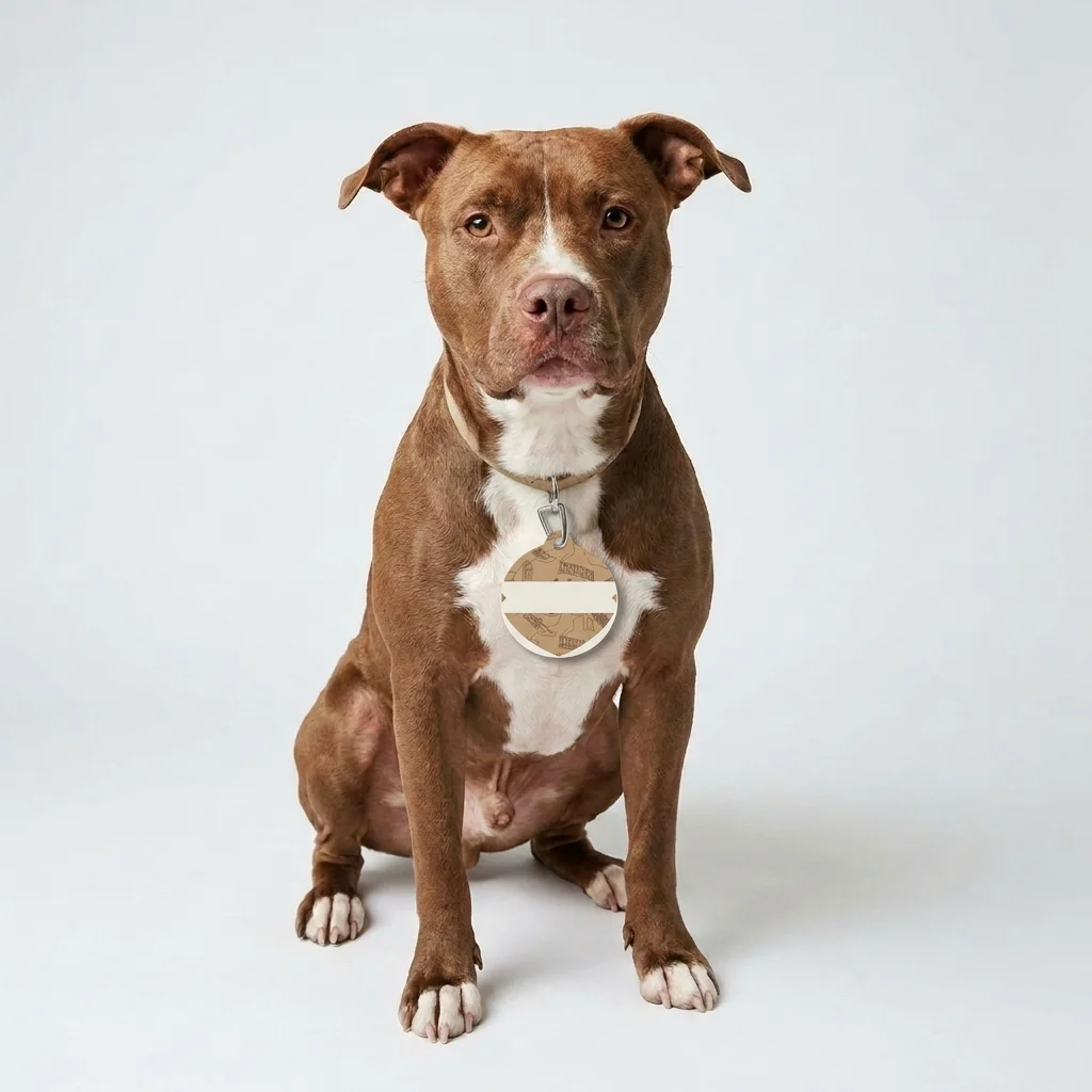 Harlem Brownstone Jazz Lines Pet Tag — lifestyle view