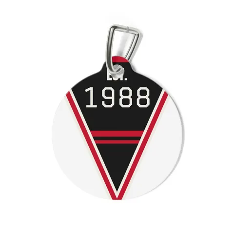 Clark Atlanta 1988 Black & Red Arch Pet Tag — back view