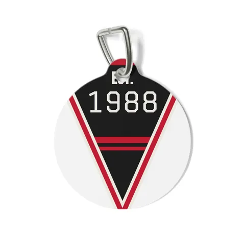 Clark Atlanta 1988 Black & Red Arch Pet Tag — front view