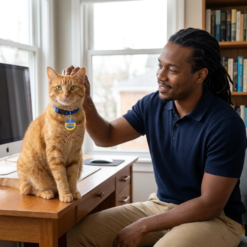 Coppin State 1900 Blue & Yellow Pet Tag — lifestyle-owner view