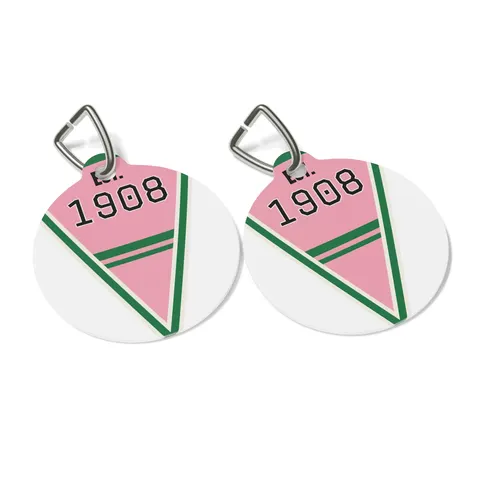 AKA 1908 Pink & Green Ivy Pattern Pet Tag — other view