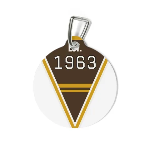 Iota 1963 Charcoal Brown & Gilded Gold Pet Tag — back view