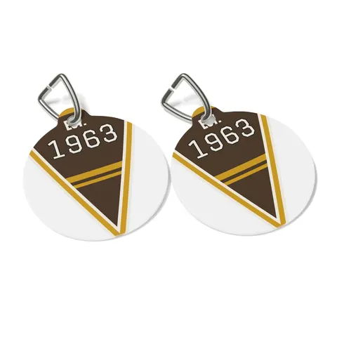 Iota 1963 Charcoal Brown & Gilded Gold Pet Tag — other view