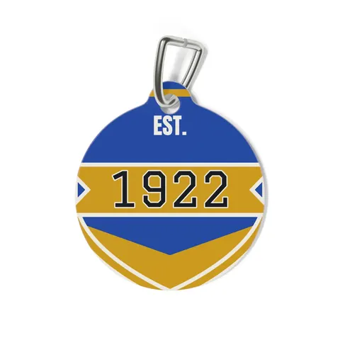 SGRho 1922 Royal Blue & Gold Pet Tag — back view