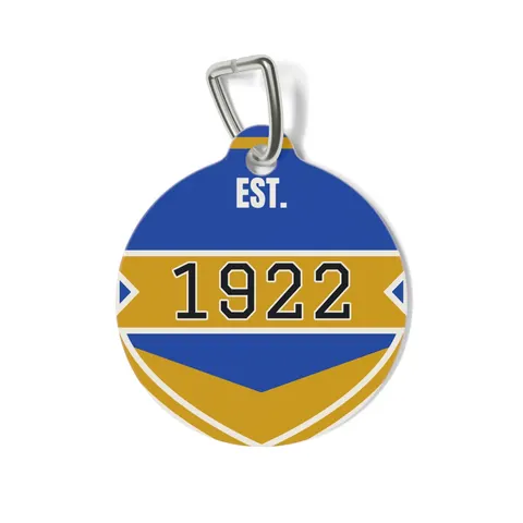 SGRho 1922 Royal Blue & Gold Pet Tag — front view