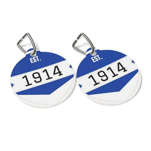 Sigma 1914 Royal Blue & White Pet Tag — other view