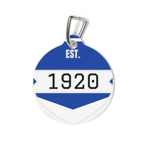 Zeta 1920 Royal Blue & White Pet Tag — back view