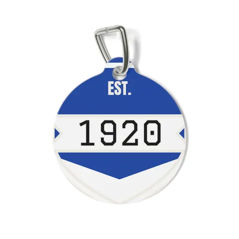 Zeta 1920 Royal Blue & White Pet Tag — front view