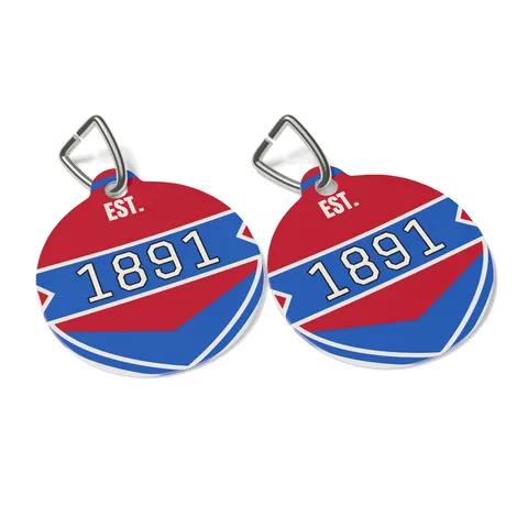 Delaware State 1891 Red & Blue Pet Tag — other view