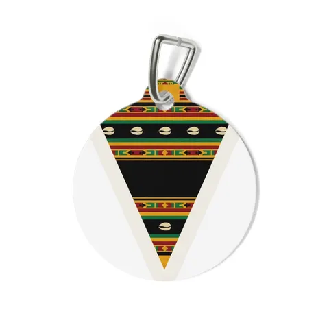 Faith Flag Afro-Spiritual Cowrie & Kente Pet Tag — back view