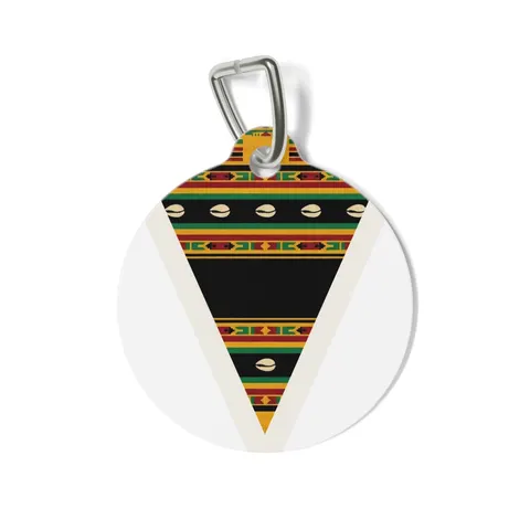 Faith Flag Afro-Spiritual Cowrie & Kente Pet Tag — front view