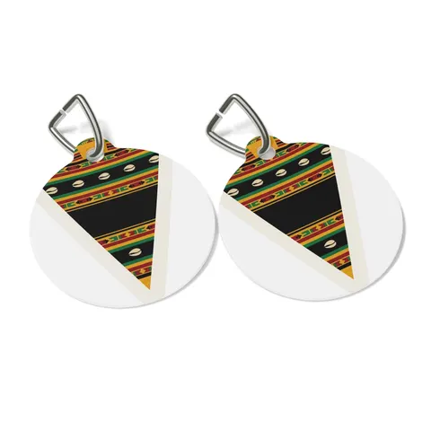 Faith Flag Afro-Spiritual Cowrie & Kente Pet Tag — other view