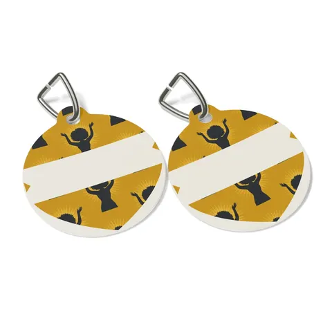 Faith Flag Black Woman in Praise Silhouette Pet Tag — other view